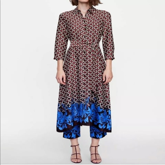 NWT ZARA 2 piece GEOMETRIC PRINTED DRESS and PANTS - Picture 7 of 12